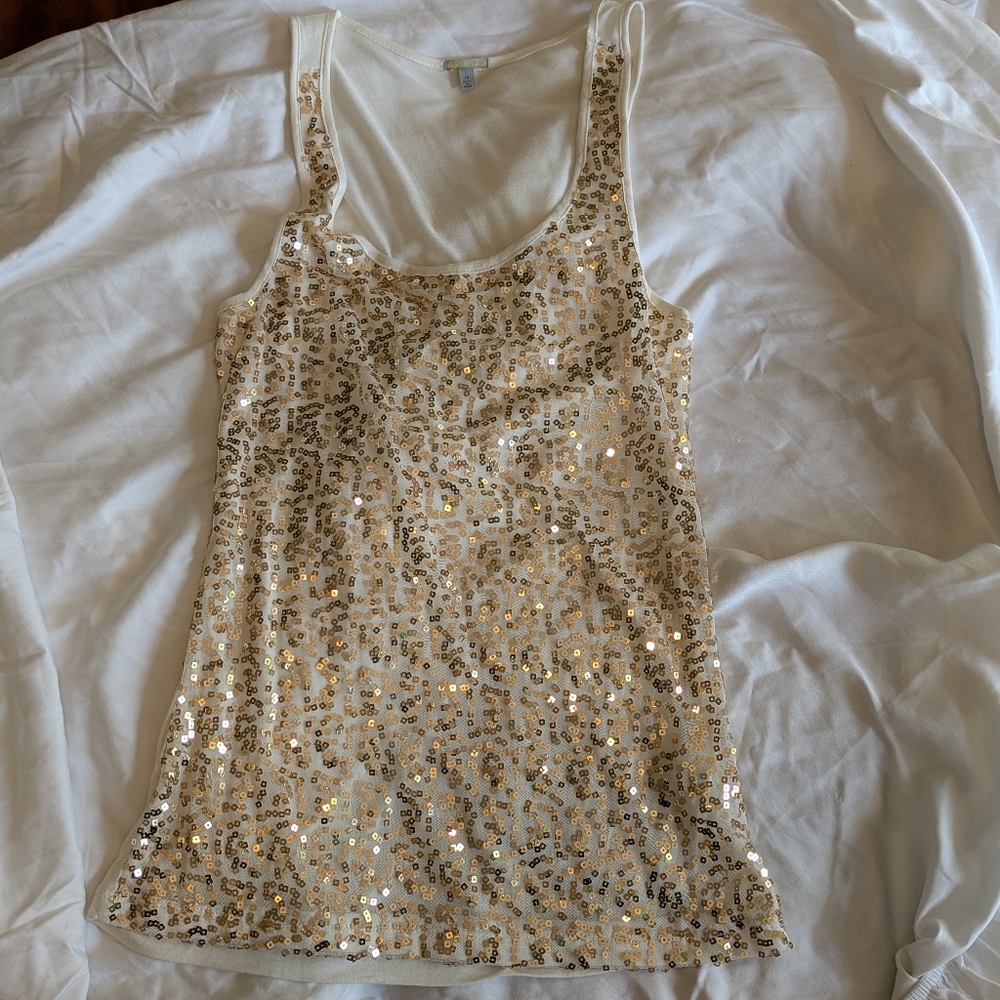 💥SALE💥Charlotte Russe Gold and Cream Sequin Tank Top Medium